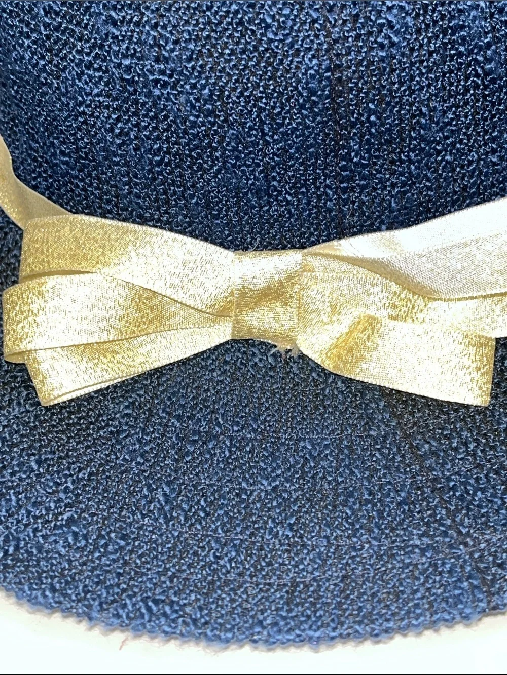 Marcus Adler Women’s Navy Straw like Wide-Brim Hat Gold Chain Trim